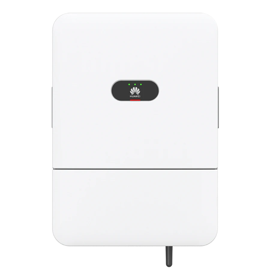 ファーウェイの家庭用蓄電池 LUNA2000-S1 の本体外観。白い据置型ユニットの前面にHUAWEIのロゴ