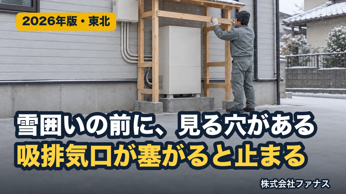 蓄電池・パワコンの吸排気口と雪囲い|11月に見る点検