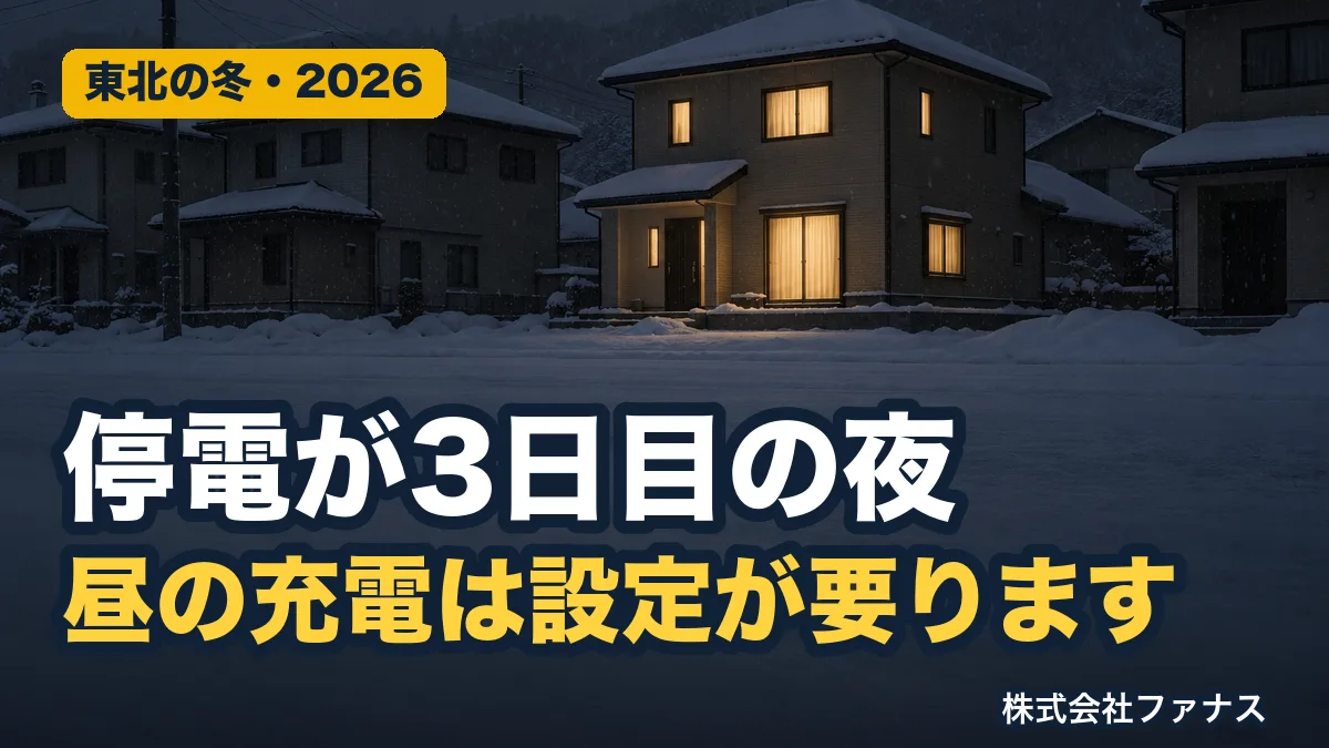 停電が続く日の蓄電池|昼に太陽光で充電する設定と残量の配分